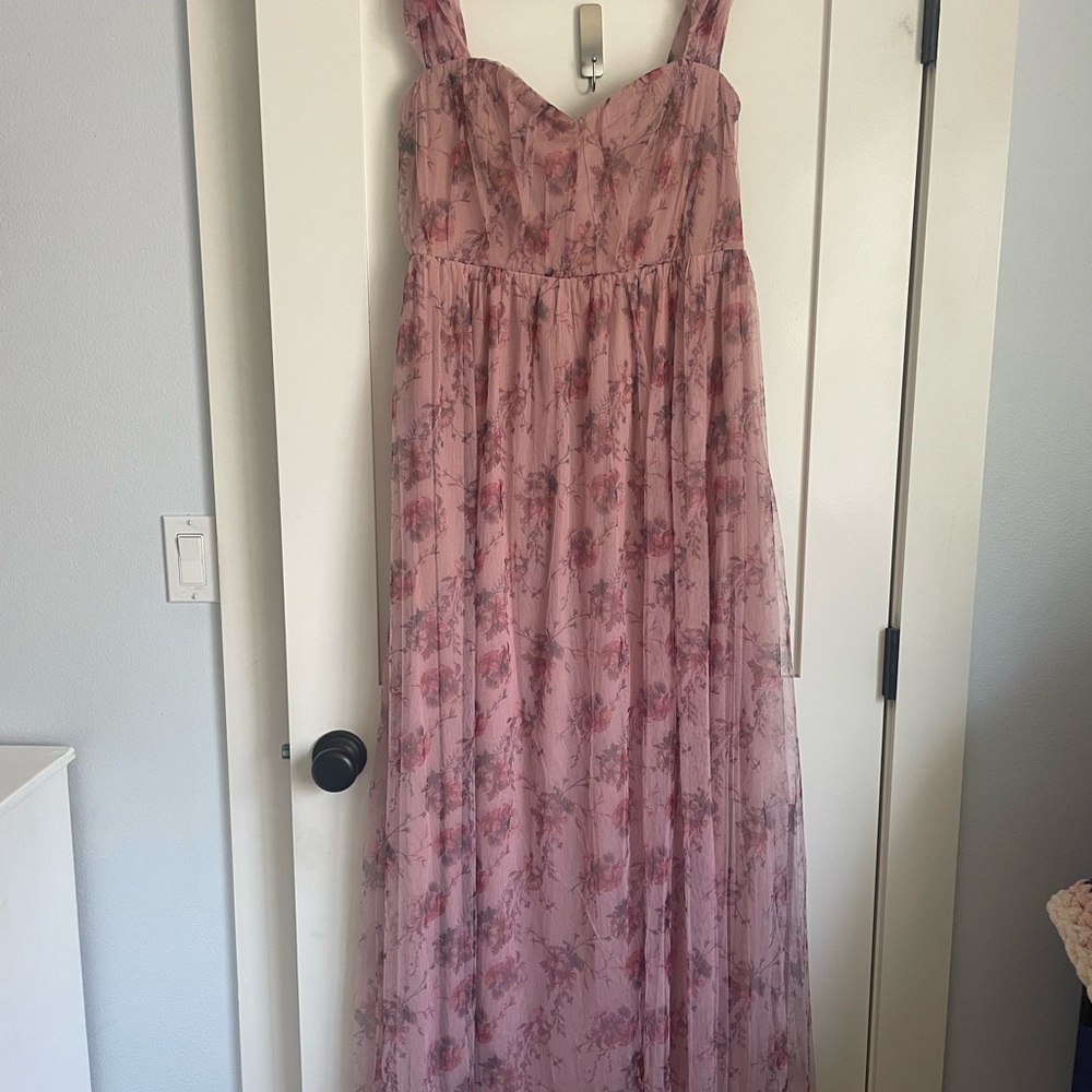 Lulu's Pink Floral Maxi Dress